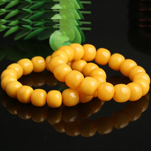 Zhuxin natural raw mineral beeswax old-style barrel beads single beads loose beads spaced beads Buddha beads bracelet single bead amber bracelet accessories diameter about 7mm single bead