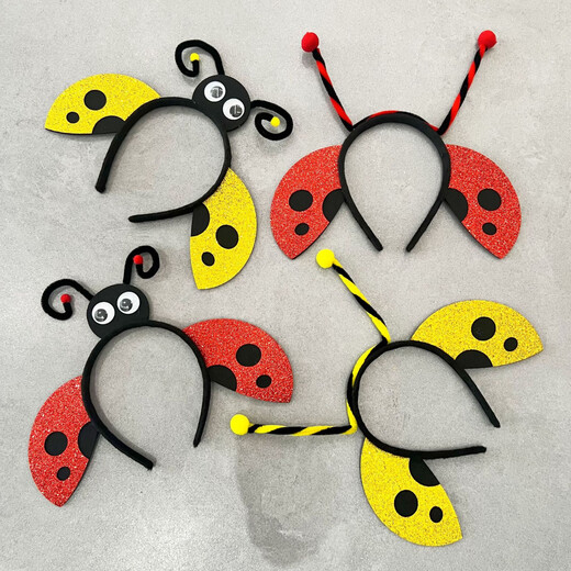 XPEL new animal cute bee headband ladybug butterfly headband children's kindergarten Children's Day performance props hair accessories big eyes red ladybug headband 1 piece