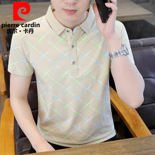 皮尔卡丹（pierre cardin）新款男士纯欲风polo.衫时尚韩版半袖青年印花棉质吸汗透气短袖t恤 9226白色 M 90-100斤
