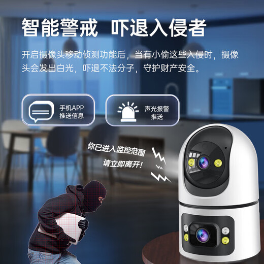Diemi Home Surveillance Camera Wireless WiFi WiFi Network à 360 degrés Panoramique à haute définition Vision nocturne Version Gimbale Mobile Phone Mobile Voice Remote Intercom Detection Humanoid [Version WiFi] Dual Camera 10 millions + 15 jours Cycle