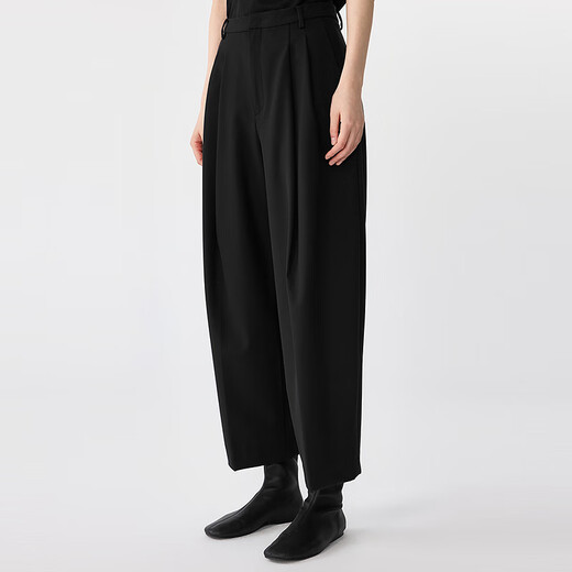 JNBY【商场同款】25夏新品休闲裤宽松锥形九分5P4E12140 001/本黑 S