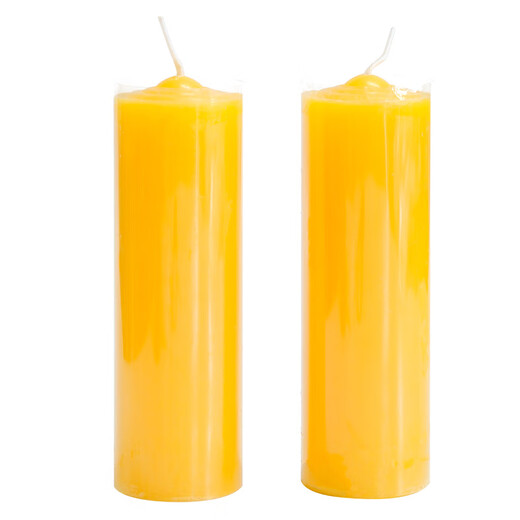 Pinzhide emergency lighting bold candle large candle large long pole daily candle emergency disaster prevention lighting yellow 2 pieces 5X16 cm