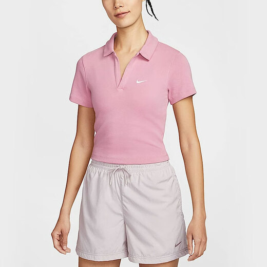 Nike (Nike) Kurzärärmelte Polo-Shirt Frauen Sommer Sportbekleidung Revers Short Casual Kurzärmelte T-Shirt halbärmeliges Hemd Top DV7885-699 Pink L