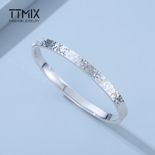 TTMIX pt950 platinum bracelet for women, crushed ice, sparkling platinum concubine bracelet, semi-solid bracelet, platinum 7.7-7.9g, inner diameter 52mm, width 3.2mm