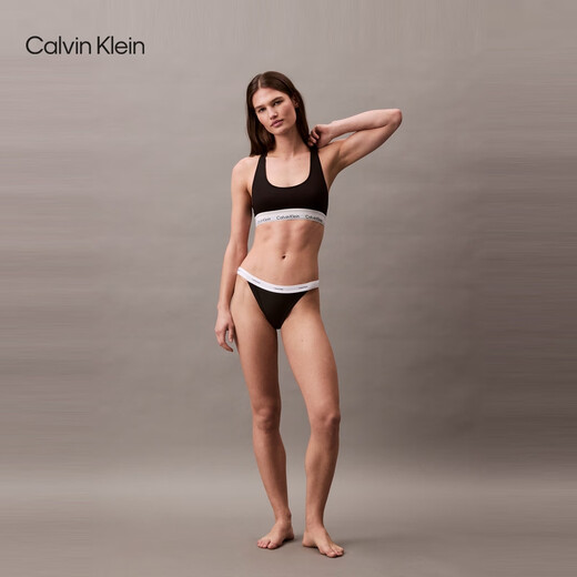 Calvin Klein Unterwäsche 25 Frühlings- und Sommer Neue Frauen CK Jacquard Taille Rippen-Baumwollbikini-Briefs für Frauen QD5265 UB1-Space Black 1 m