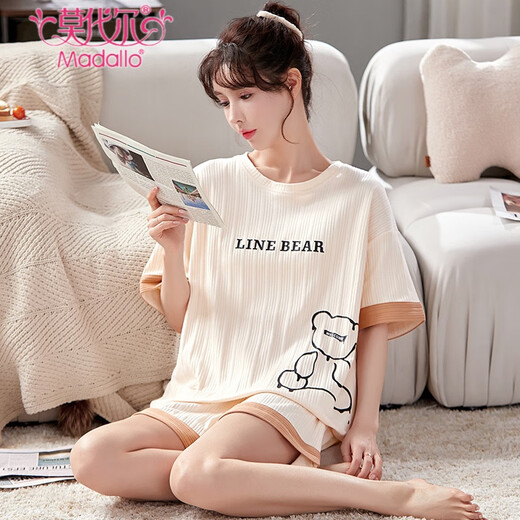 Pajama de verano modal para mujeres puros algodón puro lindos pantalones cortos de alumnos delgados para trajes de dos piezas de primavera y otoño para ropa para exteriores verde Y687 Color de imagen XL (recomendado 115-130Jin [Jin iguala 0.5 kg])