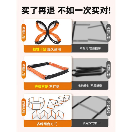 旭杉斯多功能蝴蝶敏捷梯跳格梯跳格子儿童篮球体能足球步伐训练绳梯器材 [加粗钢丝]8米20格多功能蝴蝶