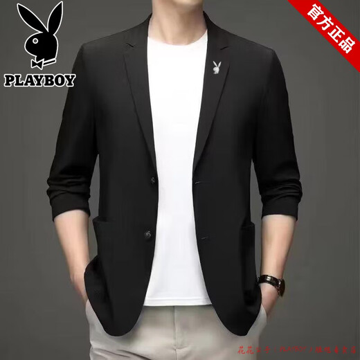 Playboy summer ice silk suit men's casual sun protection suit small suit thin cool single western jacket men's top 718# blue 4XL