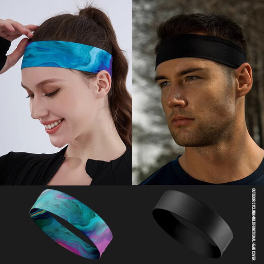 Headband sports hairband for men and women antiperspirant belt running for men and men fitness yoga sweat-absorbing turban hair tie sweat-guiding belt cool black