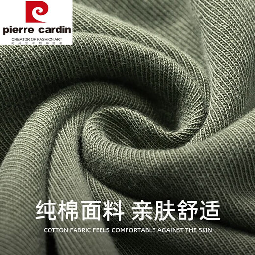 Pierre Cardin American retro distressed Henley shirt men's spring and autumn large size 300 Jin Jin equals 0.5 kg Heavy cotton American casual long-sleeved bottoming T-shirt Army green 2XL recommended 145-190 Jin Jin equals 0.5 kg