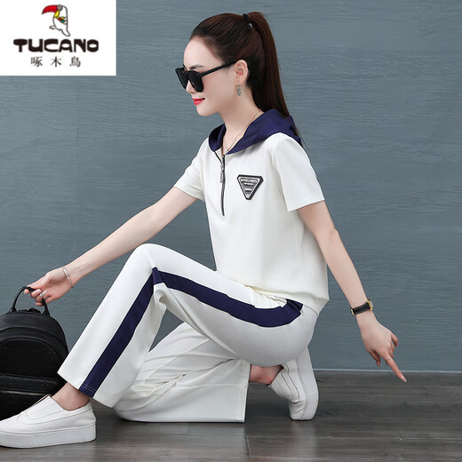 Woodpecker Sports Set Summer 2025 Nouveau petit style à petit style Houstable Thin Short Running Running Suit décontracté en deux pièces 6630 Powder L [suggéré 101-115jin [Jin est égal à 0,5 kg]]]