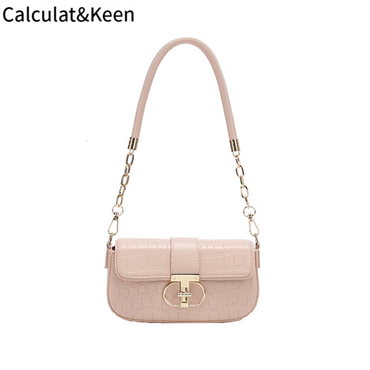 Calculat/Keen (Calculat/Keen) CK Women's Bag Original Pfirsich Oolong Französische Unterarm -Tasche Nische Kette Crossbody Single Schulter 753 Schwarz und Grau 2 Schultergurte Spot Geschenkbox + Geschenk