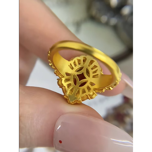 VAN OCEAN ANNORA Old Phoenix 999 gold pure gold gold-plated silver ring for women, fashionable zircon temperament, versatile live mouth finger ring-live mouth same style