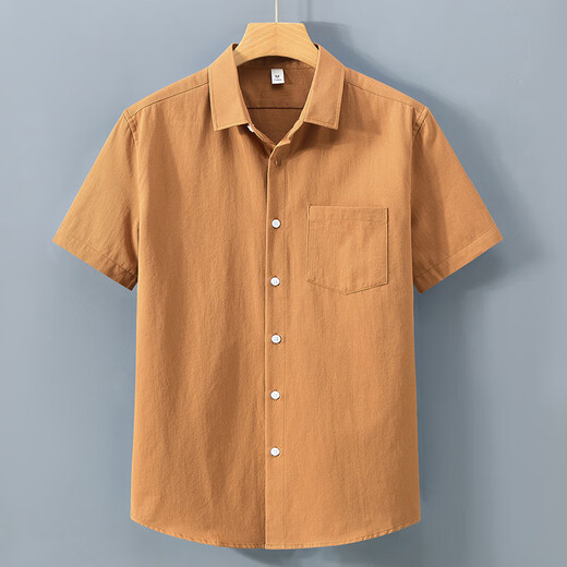 100% pure cotton American heavy short-sleeved shirt men's summer solid color lapel work casual white shirt 1502 bean paste red pocket 3XL (170-190Jin[Jin equals 0.5 kg])