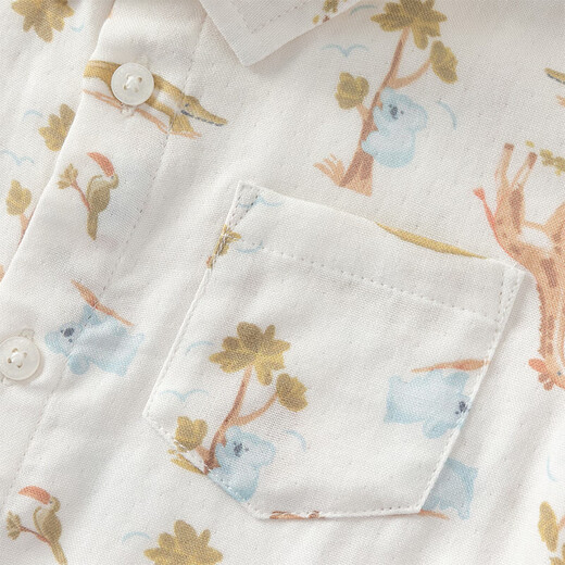 DAVE&BELLA summer new children's shirt boys short-sleeved T-shirt top children's shirt casual baby boy bottoming shirt animal print ready stock 90 cm (recommended height 80-90cm)