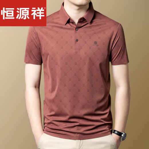 恒源祥高档品牌轻奢短袖t恤男2025新款夏季休闲爸爸装上衣polo.衫新品 红色-15286 M 165