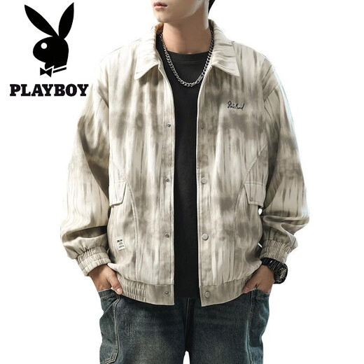 
Playboy (PLAYBOY) tie-dye jacket men's gown spring and autumn 2025 new trendy brand loose-sensing tool lapel jacket large size K15828 black M