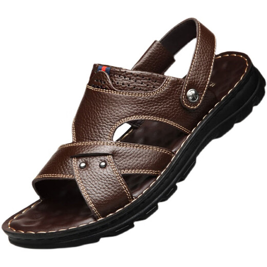 Dragonfly rouge (libellule rouge); dragons de navire-navire de croquettes de dragon rouge [vraie vache] sandales de vache de vache pour hommes en cuir et automne en cuir masculin 9928 Brown top-vache 43