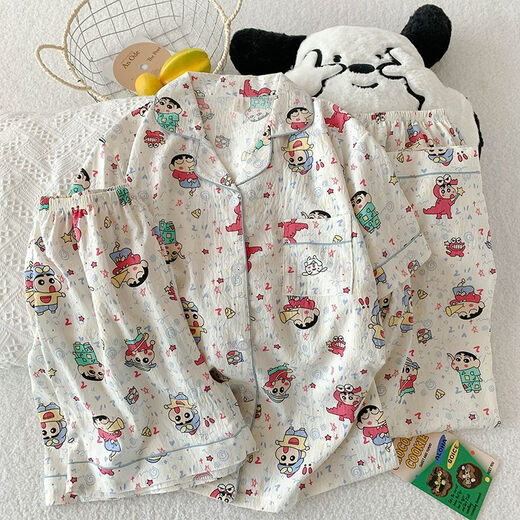 夏季短袖睡衣女薄款开衫三件套家居服新款可外穿卡通学生少女套装 9911浅杏蛋糕KT猫三件套 L