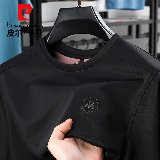 Pier Cardin avec Mulberry Silk T-shirt à manches courtes pour le style de glace à la glace de glace à manchette à manche