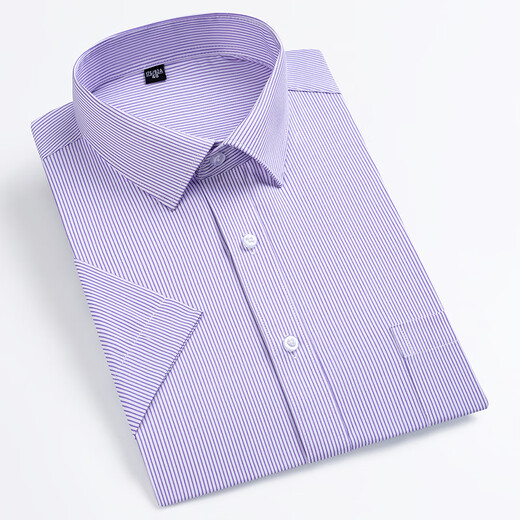 Mengtejiao high-end non-iron summer thin striped dad shirt men's short-sleeved business casual professional work clothes half-sleeved shirt large 6626 42 Recommended weight 160-170 Jin [Jin equals 0.5 kg]