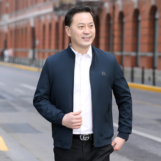 姿伟祺春秋款宽松夹克中老年男士外套爸爸装 9903灰色 M 170(100-120斤)