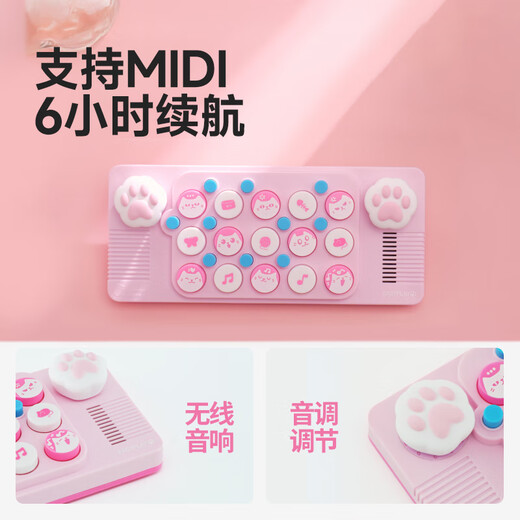 樱舒儿童迷你小钢琴可弹奏入门口袋音乐键盘电子琴玩具六一儿童节礼物 【粉喵款】粉喵键帽挂绳礼袋琴谱
