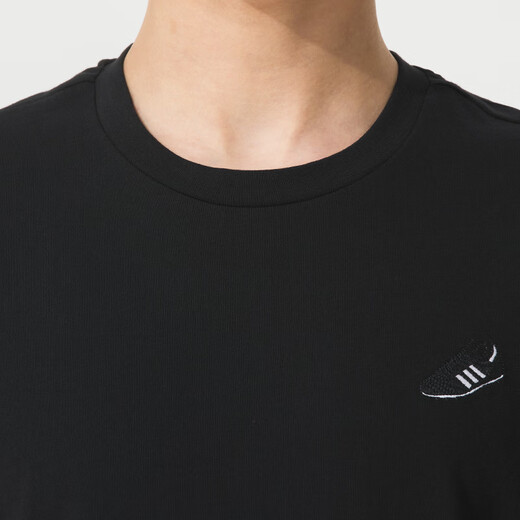 阿迪达斯 （adidas）男装 2025夏季新款运动服跑步健身训练舒适透气休闲短袖T恤 JJ1421/黑色 L