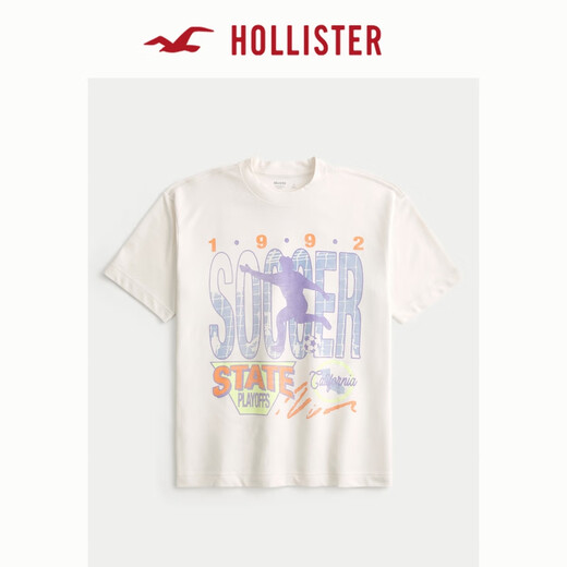 HOLLISTER【凉感印花T】25夏新款情侣宽松T恤男装女装KI323-5008 奶油色 S (175/92A)