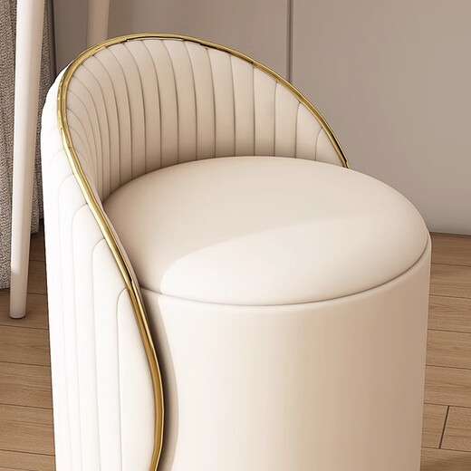 Jungle Makeup Stool Dressing Table Chair Bedroom Dressing Stool Makeup Chair Light Luxury High-end Manicure Chair Rotatable with Backrest Pulley Storage Model - All White