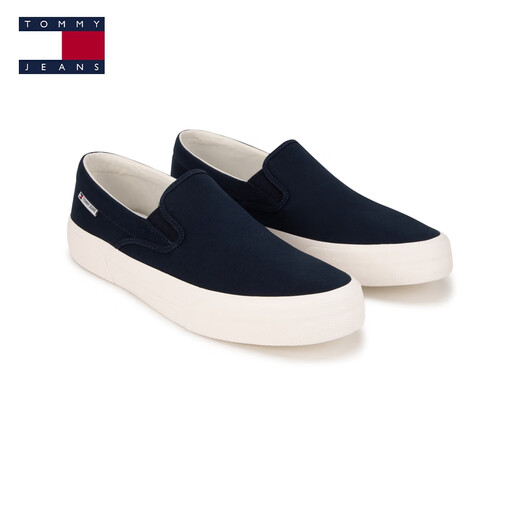 TOMMY JEANS [Lightweight Boat Shoes] 25 Spring and Summer Men's Cotton Lazy Sneakers Casual Shoes Canvas Shoes [01366] Navy Blue C1G 41