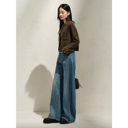 Jiuzi Annako Retro Tannin Fengshu lavage Old Heavy Cotton Denim Scimit Pantal