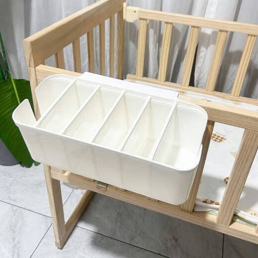倪之尔定制品质婴儿床边挂收纳挂篮尿布纸尿裤收纳袋床头挂袋床围栏分隔 【5片隔板可调节】灰色