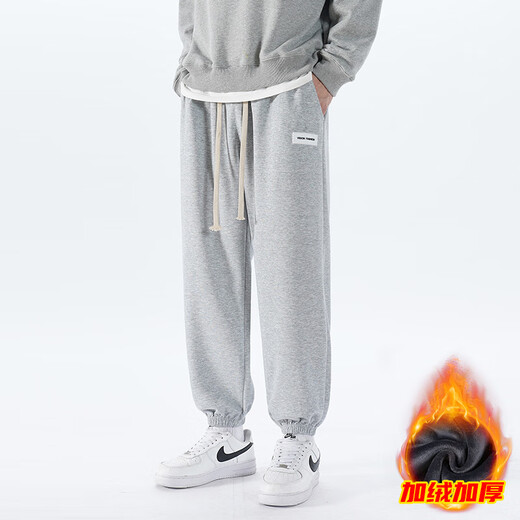 Gtyuwvg400g Super Soft plus Samtsporthosen für Männer 2024 Herbst- und Winter-Gelegenheits-Sporthosen für Männer Hongkong im Stil von 683 Light Grey Plus Velvet L.