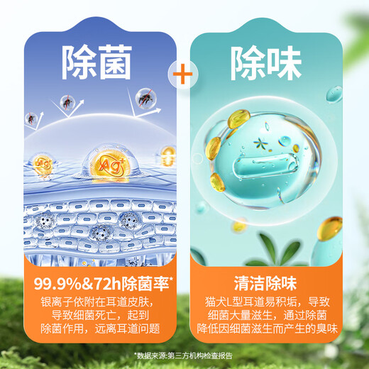 Fuji Sakura Pet Cats and Dogs Ear Drops Cleaning Ear Washing Liquid Earwax, Itchy Ear Canal, Remove Bacteria, Remove Odor, Stay Away from Ear Mites, Silver Ion Ear Cleaning Liquid 100ml