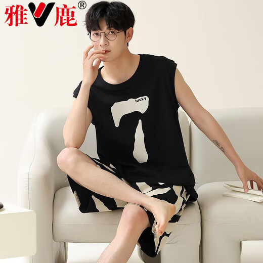 Yalu puro algodón de algodón chaleco para hombres shorts sin mangas sin mangas de verano adolescente de verano dibujos animados de ropa para alumno de ropa 719 l