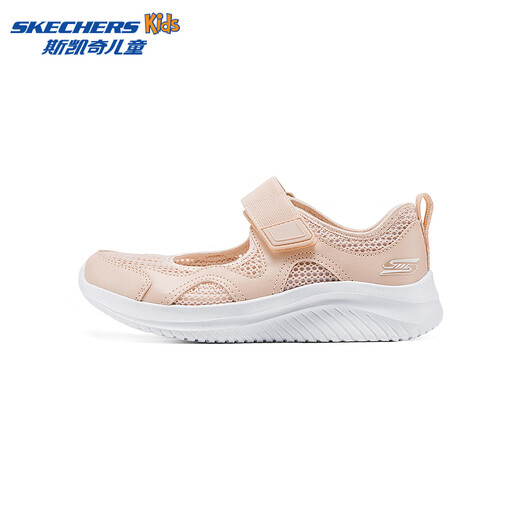 Skechers children's summer breathable mesh lightweight comfortable sports Velcro Mary Jane casual shoes 303974L peach pink/PCH 32
