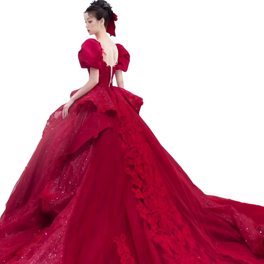 NUEVO COLLAR RED COLLAR ROJO DE QINCHI Vestido de novia de alta gama Bride 25 Nuevo estilo escapado Princesa Propietario de la cola pequeña Vestido de novia rojo l Tamaño de igual tamaño