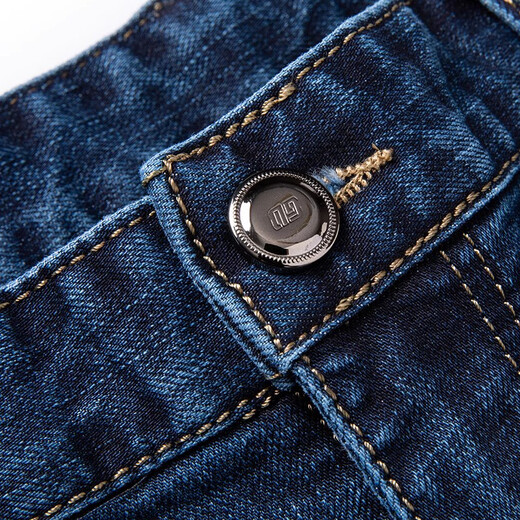 Mengtejiao 2025 Neues französisches Geschäft High-End-Jeans Herren mittleren Beins in der Mitte des Alters, die Hose für Sommer- und Herbst-Dünne Papas 3891-Dark Blue 32 [Taillenumfang 2 Fuß 5]