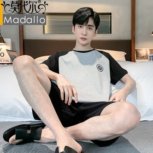 Modal Herren Pyjamas Herren Sommer Baumwolle kurzärmelige Pullover Rundhals plus Fett Plus Größe Home Clothing Sommer Dünner Set HD9934 4xl Männer