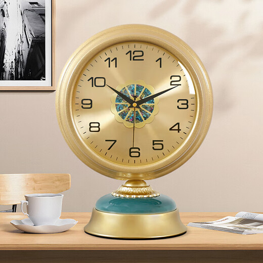 Compas European style wooden light luxury table clock living room home ornaments decorative ornaments quartz clock 506 gold