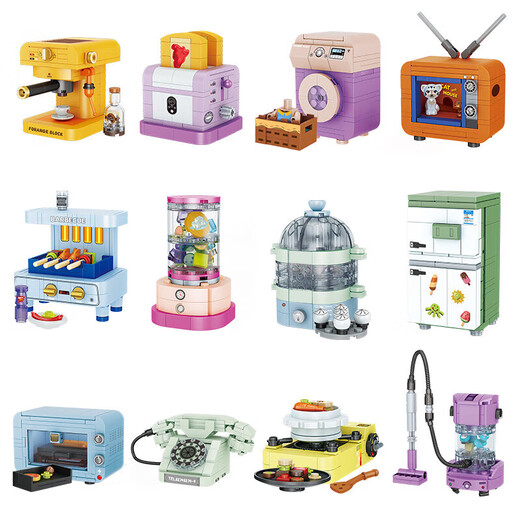 Chinesische Bausteine Montagespielzeug 10 kleine Partikel 8 TV -Kaffeemaschine Girls -Serie zwölf Mini -Geräte [1349 Stücke 12 Kisten]