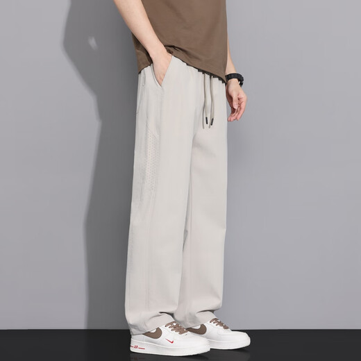 
Chen Tang pants men's summer ice silk loose casual pants men's casual pants men's straight pants breathable large size trousers work pants CJ6636 khaki 4XL
