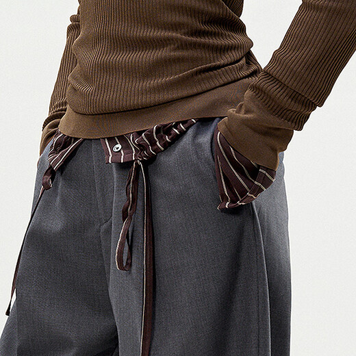 LESS [Same Model in Shopping Mall] 2025 Summer New Wool Casual Straight Cropped Pants Women 2P4E13660 011 Carbon Black XS