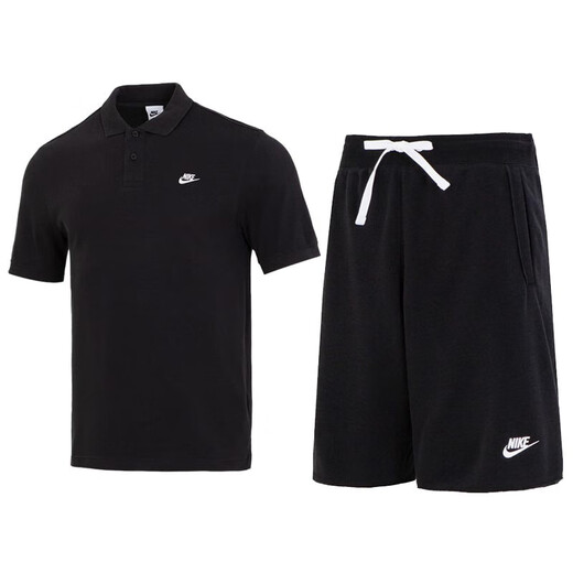 耐克（NIKE）运动套装男 25秋新款时尚polo衫透气短袖t恤休闲针织短裤 两件套. FN3895/010+DX0767/010 M/170【建议体重110/130斤】