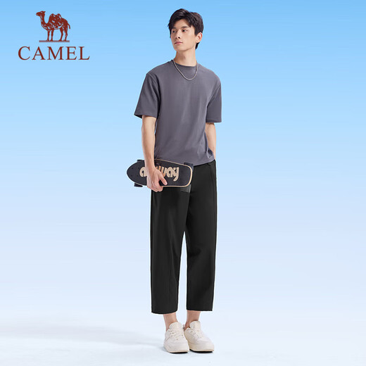 Camel (CAMEL) sun protection quick-drying cropped pants for men loose draped wide-leg sports pants J15BA6L6068 Phantom Black XXL