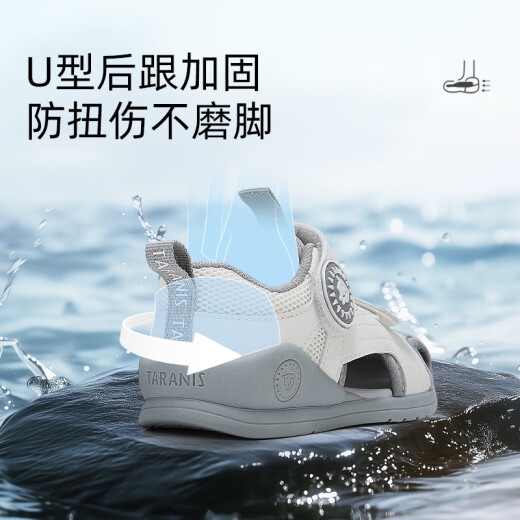Tylanis sommer neue Kleinkindschuhe für Zehen Anti-Kick-Kinder-Sandalen nicht rutschfeste Sohle Sohle, atmungsaktive Baby-Jungen funktionelle Schuhe weiß/grau 23 innere Länge 15,0 geeignet für Fußlänge 14.5