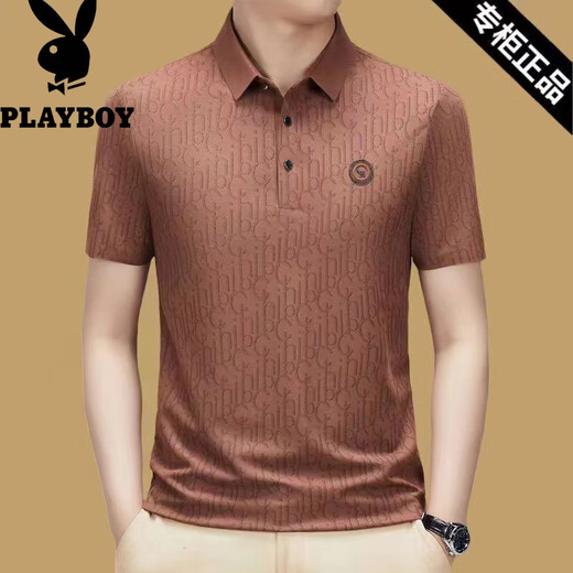 PLAYBOY NUEVO Camiseta de solapa de seda de hielo de manga corta de Playboy Polo de polo de mangas de manga de manteos Casco Casual Summer Cool Black 2415 L 17084a Recomendado 120-140Jin [Jin iguala 0.5 kg]
