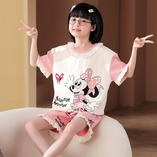 女童睡衣夏季薄款纯棉短袖短裤儿童女孩2025新款夏天100%全棉大童 M6623【双长】 100 8码 95-110cm25斤-30斤