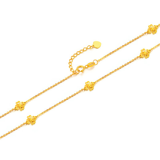 Mengjinyuan 18K gold necklace five-flower hollow love four-leaf clover clavicle chain as a birthday gift for girlfriend